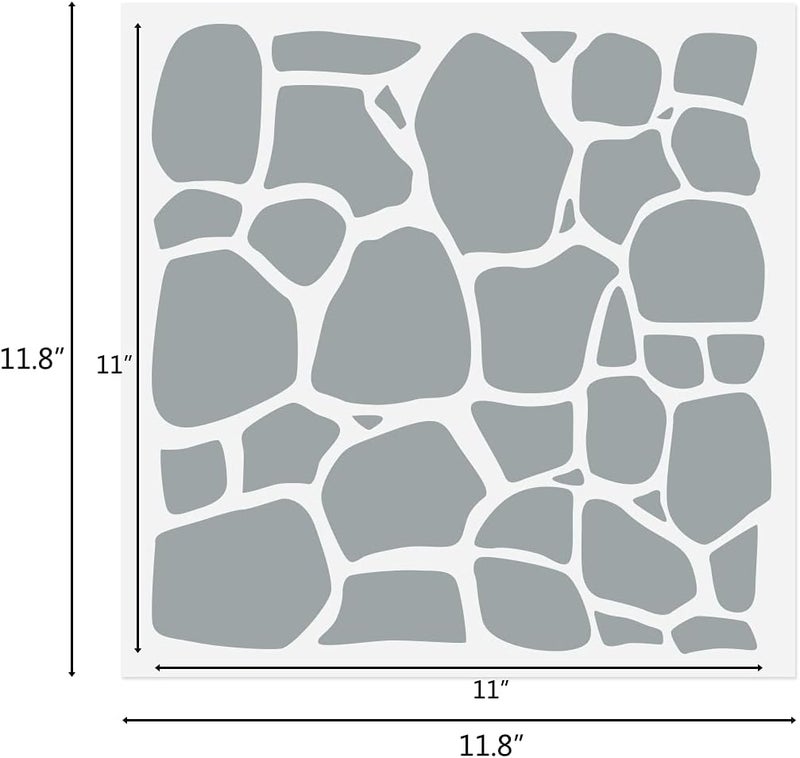 CODOHI Stone Stencils, 2 Pcs Sharp Stone Stencils for Painting on Wood Wall Floor Tile Canvas, Reusable Plastic Template for DIY Home Decor 12" x 12" - Image 2
